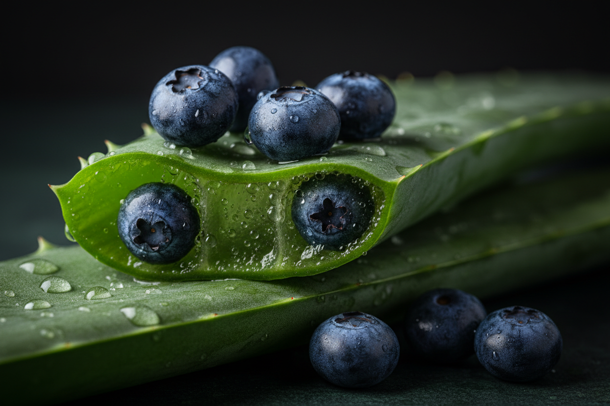 Aloe e mirtilli macro